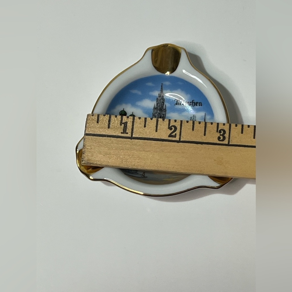VTG Porcelain Ashtray Munchen Bavaria Germany Theo Kuhn Butgwinbheim Gold Rim - Picture 10 of 12